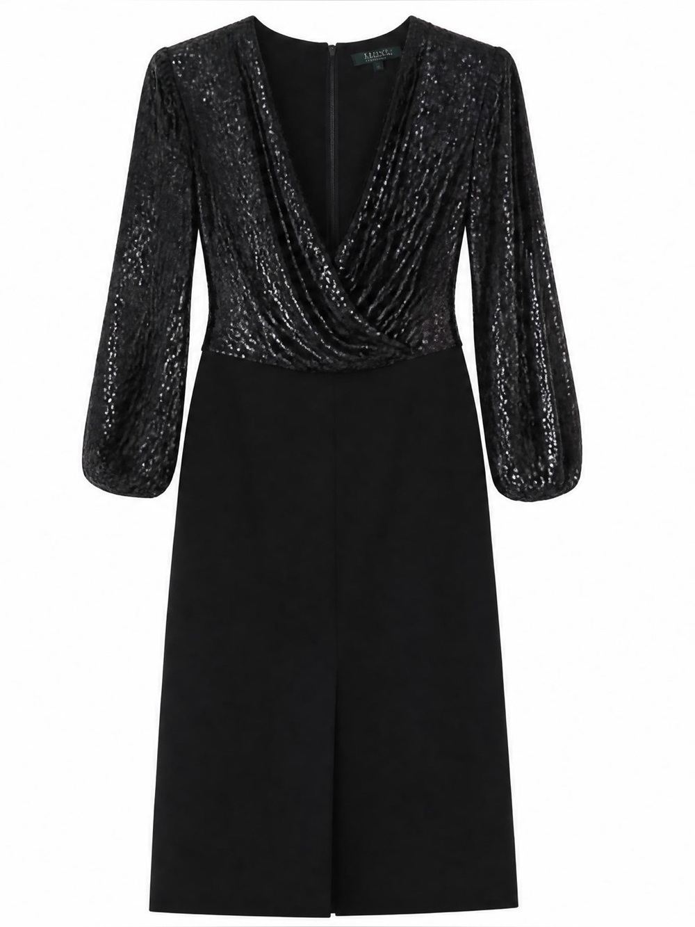 Polo Ralph Lauren Stunning Black Sequin Wrap Bodice Dress in Perfect Condition